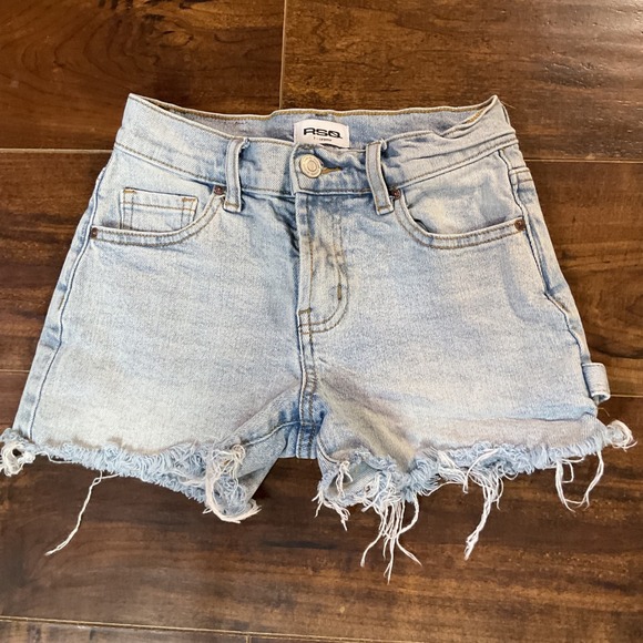 RSQ Other - RSQ Girls Light Wash Carpenter Denim Shorts Size 7 Distressed Frayed Hem